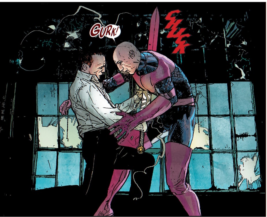 Secret Invasion: Dark Reign One Shot (2009): Dark Illuminati forms; Swordsman dies